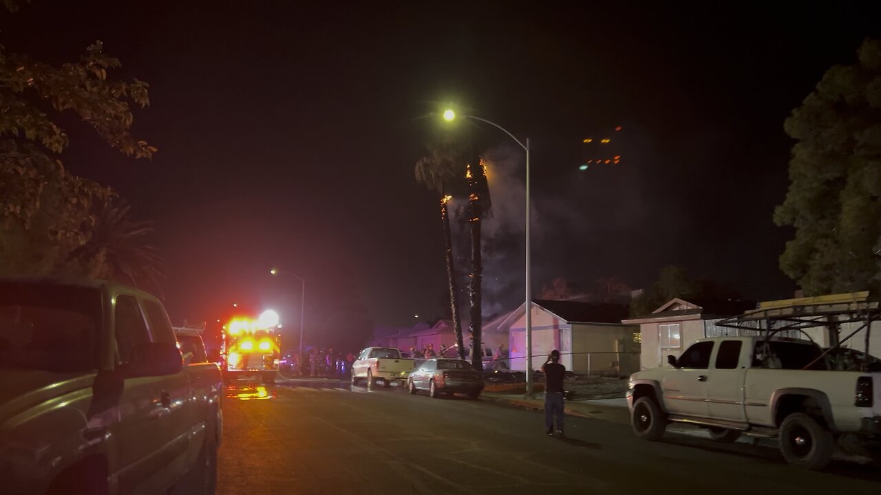 Fourth of July fire burns multiple palm trees and house in North Las Vegas Nevada ￼