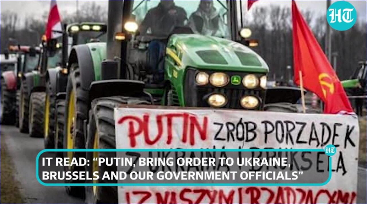 Kyiv Fumes Over 'Putin Bring Order To Ukraine...' Banner With Soviet Flag At Polish Farmer Protest