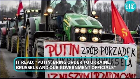 Kyiv Fumes Over 'Putin Bring Order To Ukraine...' Banner With Soviet Flag At Polish Farmer Protest