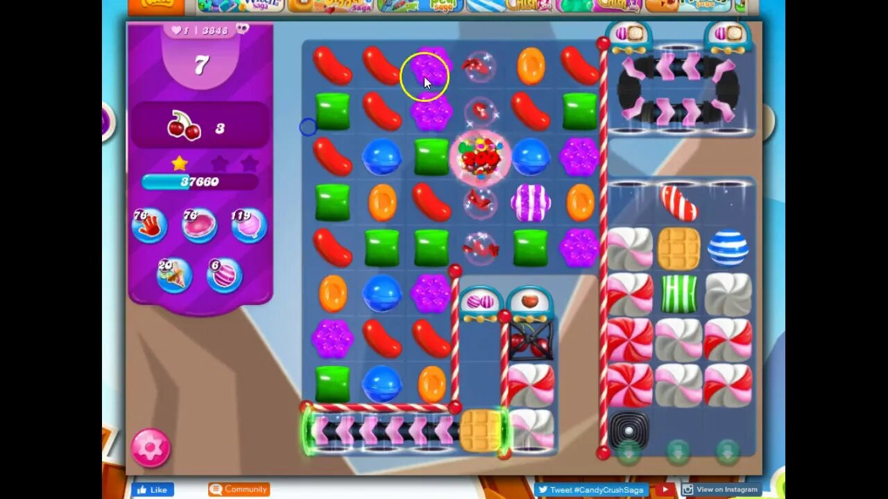 Candy Crush Level 3848 Talkthrough, 28 Moves 0 Boosters