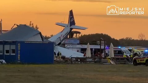 Footage of the Cessna plane that crashed in Poland today that killed 5 and injured 10