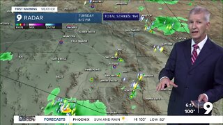 Isolated thunderstorms around Pima County Tuesday evening