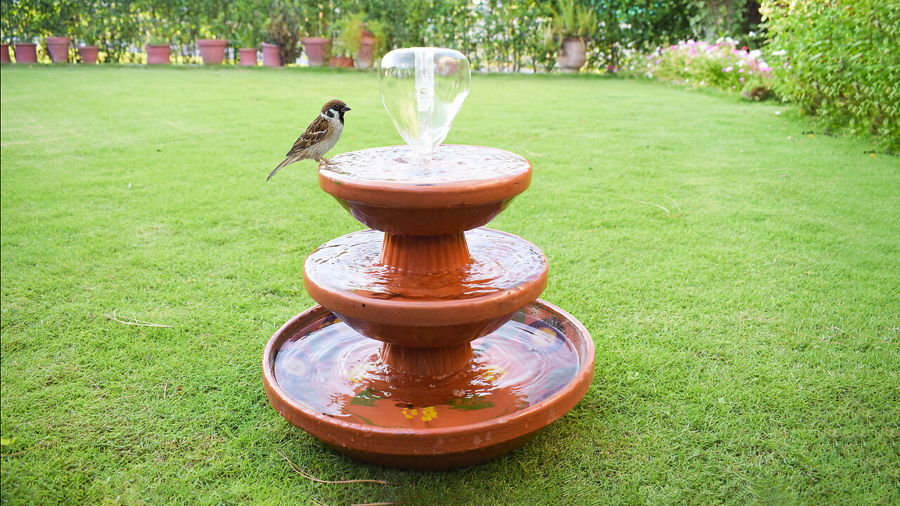 Easy DIY fountain using Clay saucers | Birds Bath Fountain | Garden Ideas