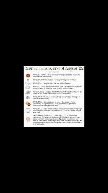 Cosmic Transits at the End of August 2022 ~ Astrology Buddha