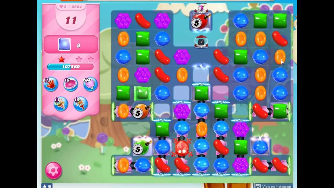 Candy Crush Level 2664 Audio Talkthrough, 1 Star 0 Boosters
