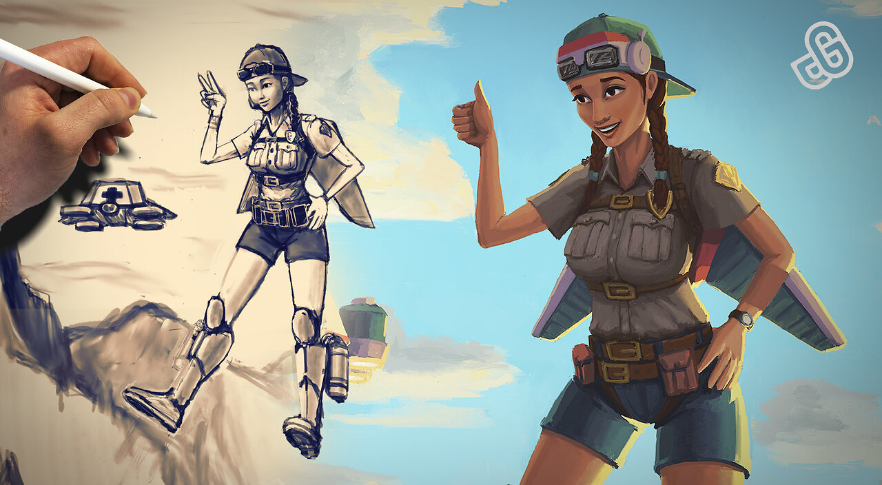 Cute Futuristic Park Ranger - Character Design - Painting Time-Lapse