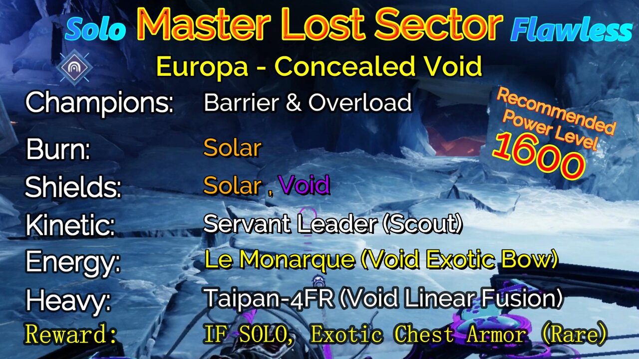 Destiny 2 Master Lost Sector: Europa - Concealed Void on my Warlock Solo-Flawless 10-17-22