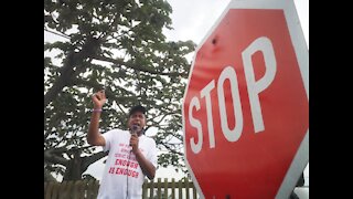 Durban - Durban South Residents are to protecting outside the Engen