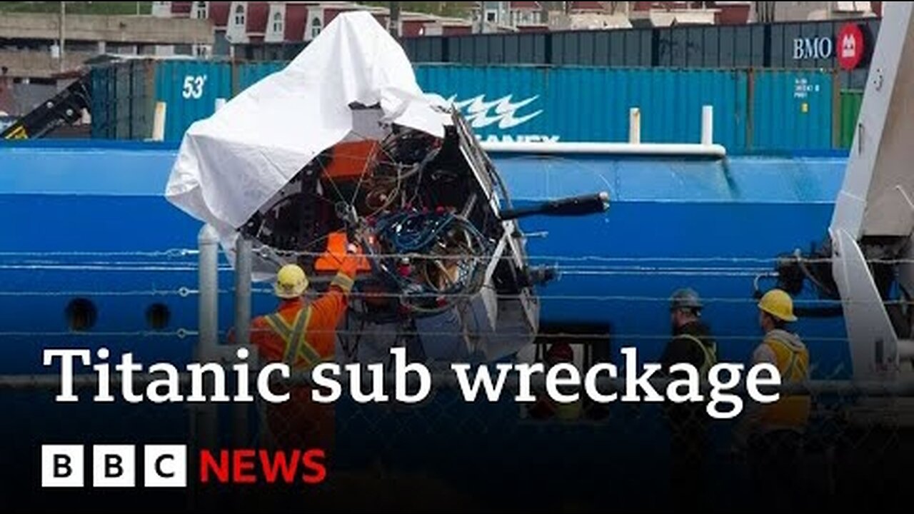 Titanic tourist sub wreckage brought ashore - BBC News