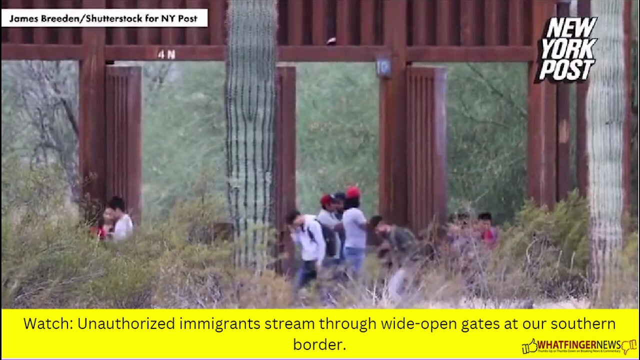 Watch: Unauthorized immigrants stream through wide-open gates at our southern border.