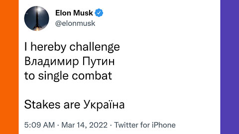 Elon Musk Challenges Putin To A Fight