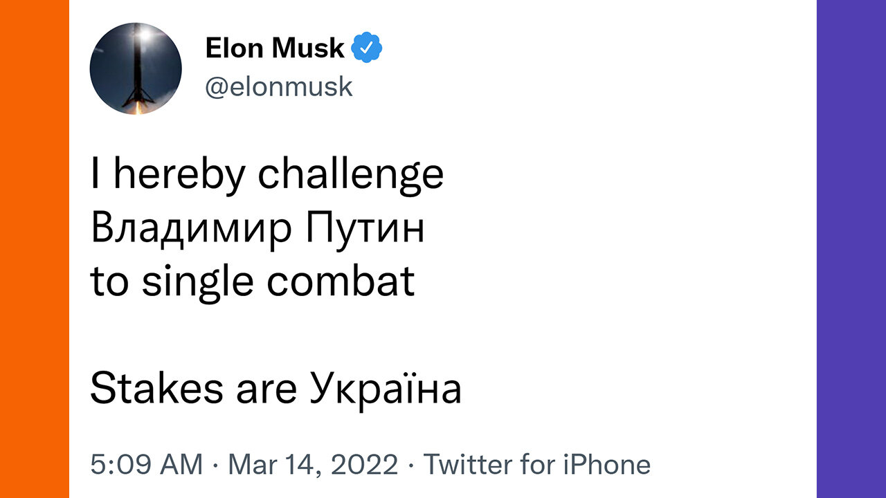 Elon Musk Challenges Putin To A Fight