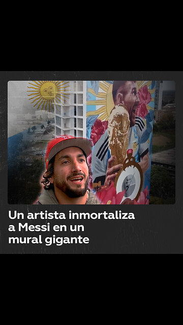 Una imagen inolvidable: crean mural gigante de Messi con la Copa del Mundo