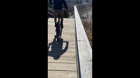 Biker takes the stairs