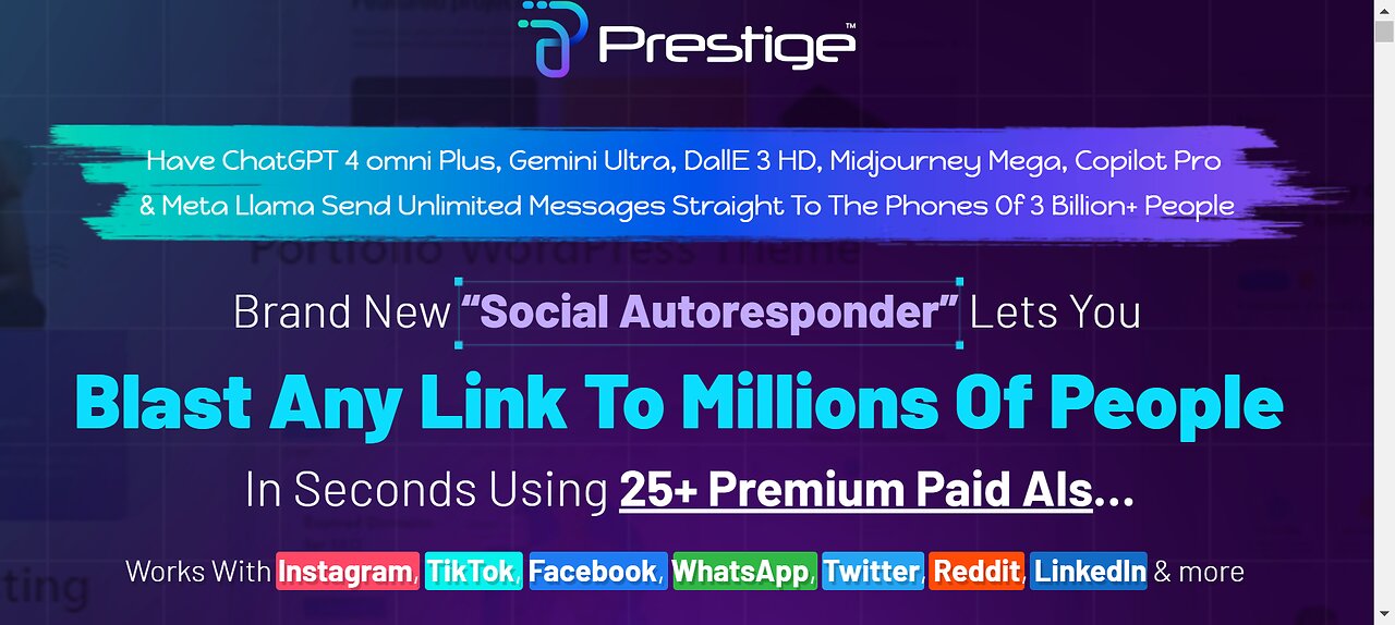prestige Overview: autoresponder that can send any link to millions in seconds using 30 advanced AIs