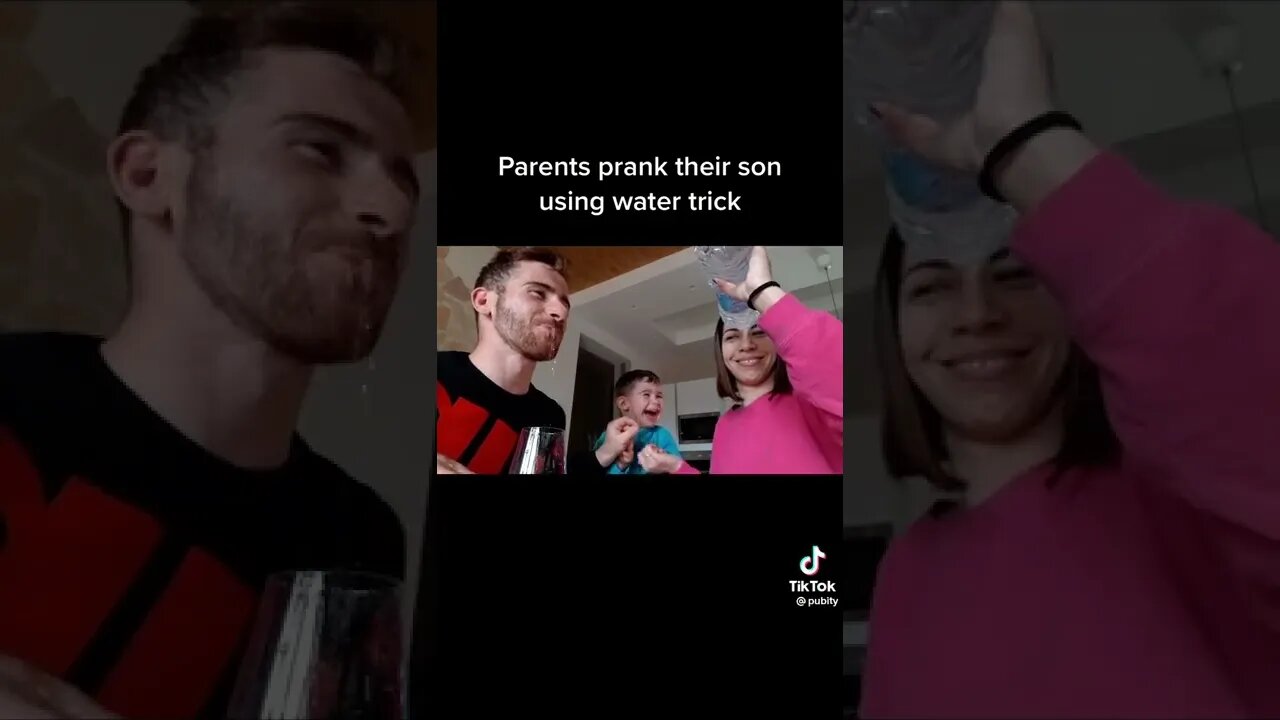 parents prank their son using water trick