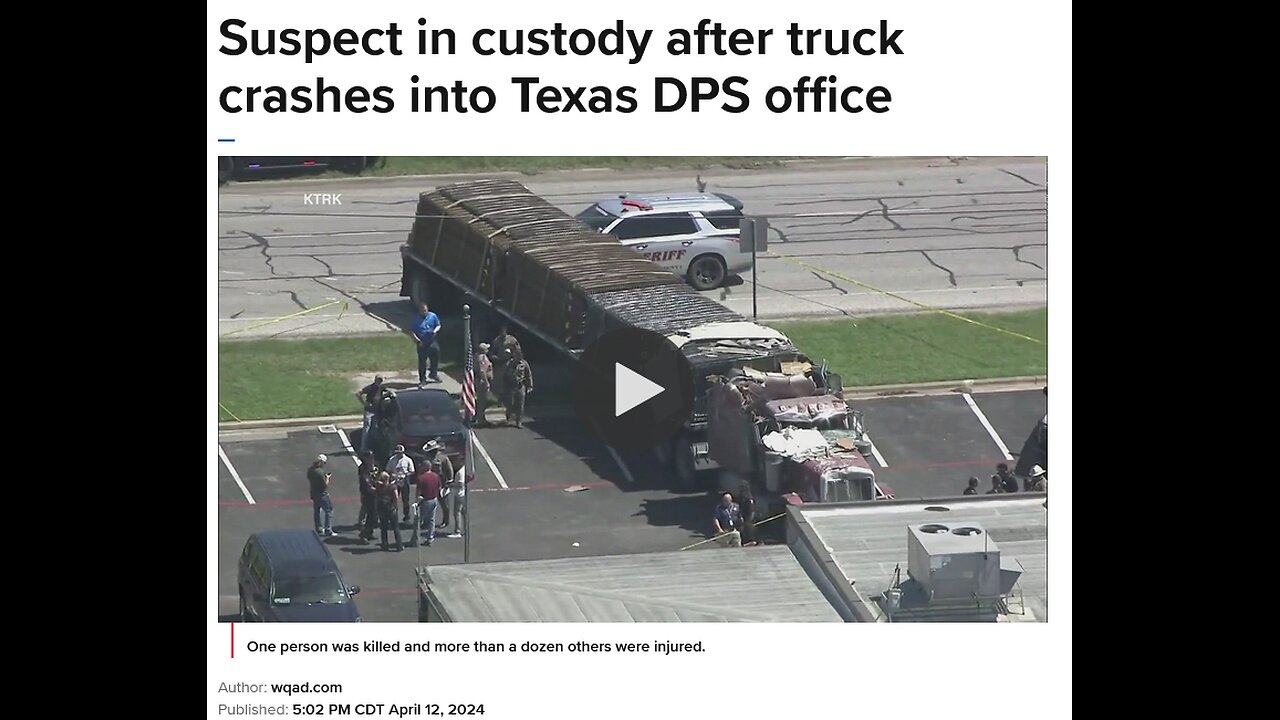 Suspect in custody after truck crashes into Texas DPS office