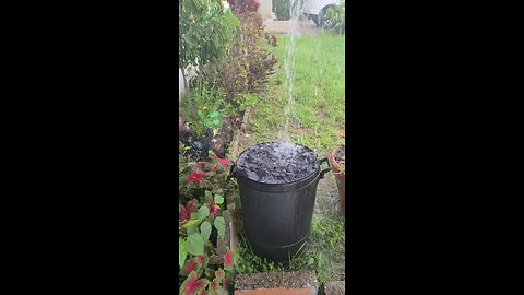 Rain falling off roof top