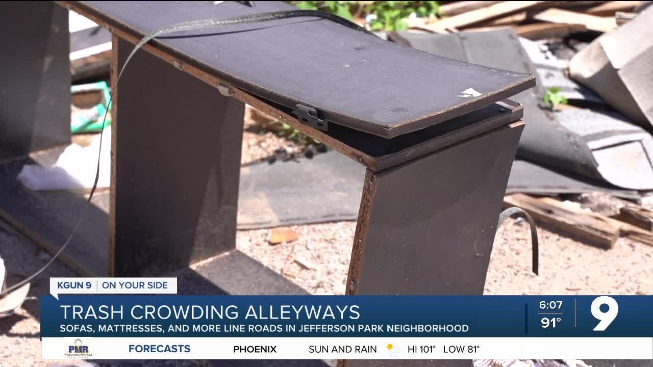 Bulky garbage crowds alleyways in Tucson