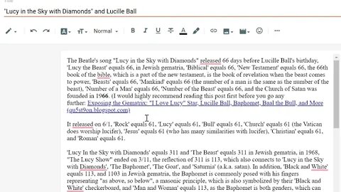 "Lucy in the Sky with Diamonds" and Lucille Ball #gematria #truth #numerology #kabbalah #lucifer