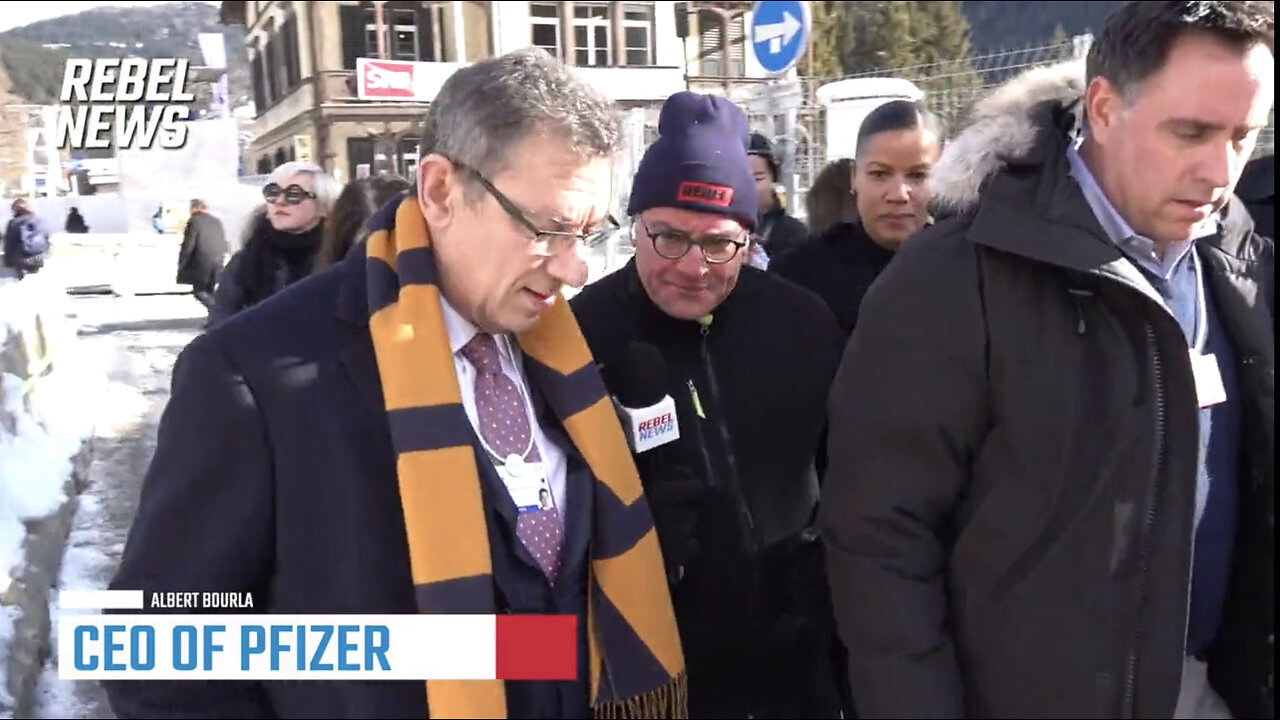 Pfizer CEO questioned about Vax on Davos Street at WEF