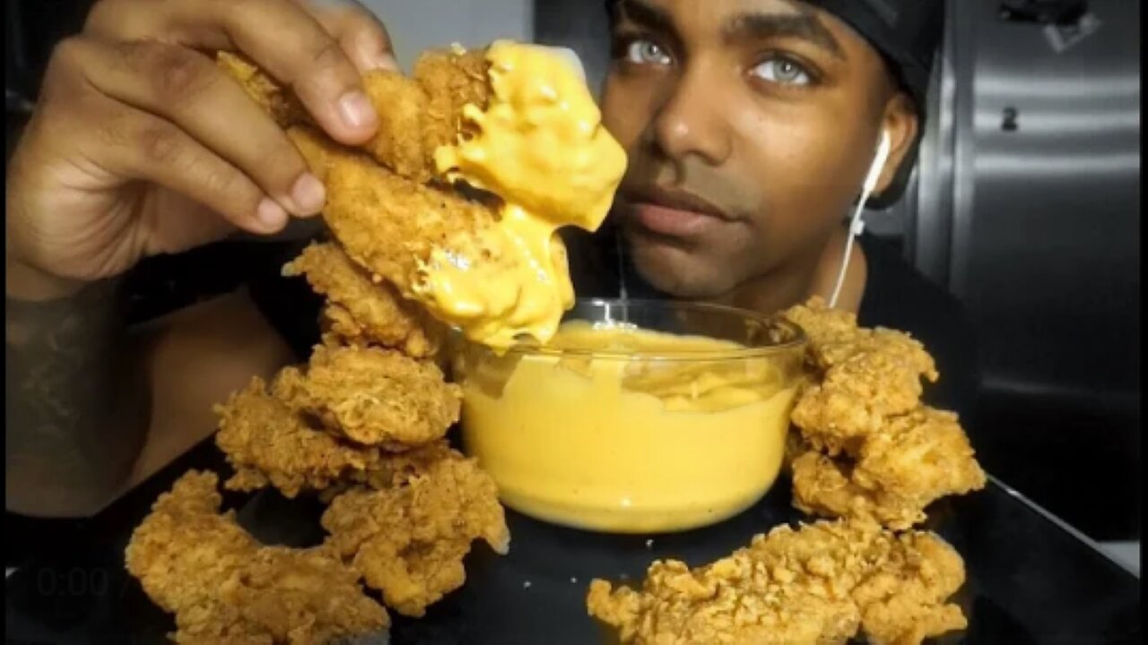 ASMR CHEESY KFC CHICKEN TENDERS MUKBANG (No Talking) EATING SOUNDS