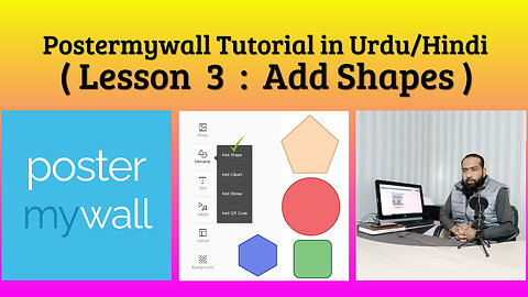 Shaghil Media add shapes thumbnail Lesson 3 Postermywall Tutorial in Urdu/Hindi