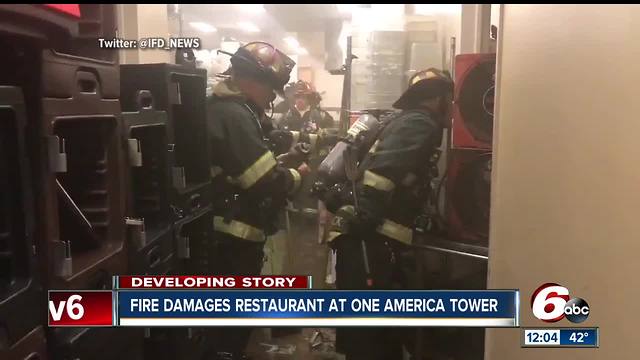 Fire at downtown One America building leaves behind water on restaurant's floor