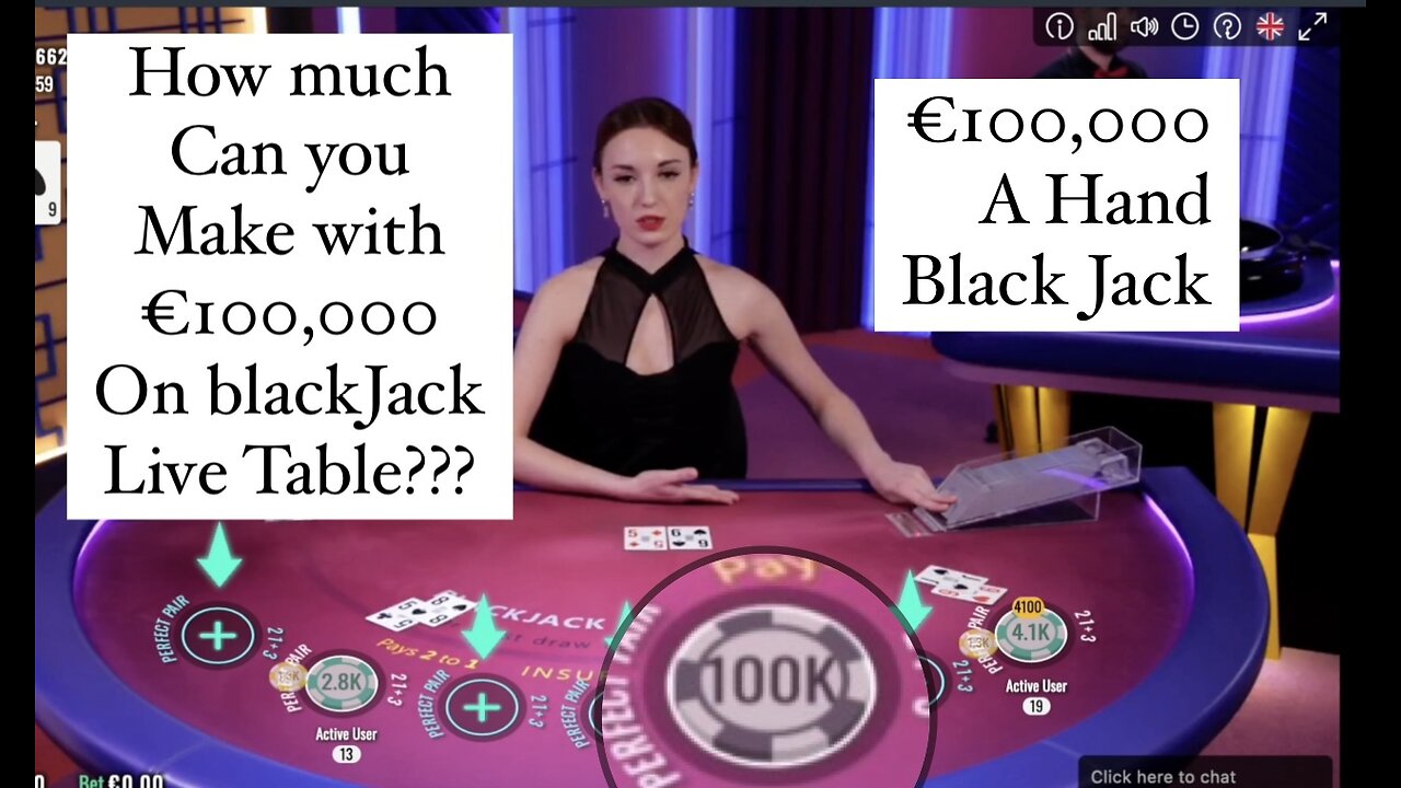 BlackJack | €100,000 Blackjack Hand!! How much Can you make with €100,000 on blackjack table