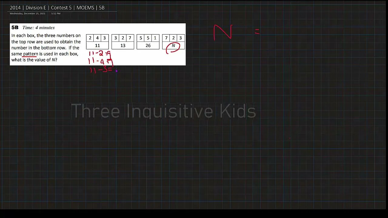 Math Olympiad for Elementary | 2014 | Division E | Contest 5 | MOEMS | 5B