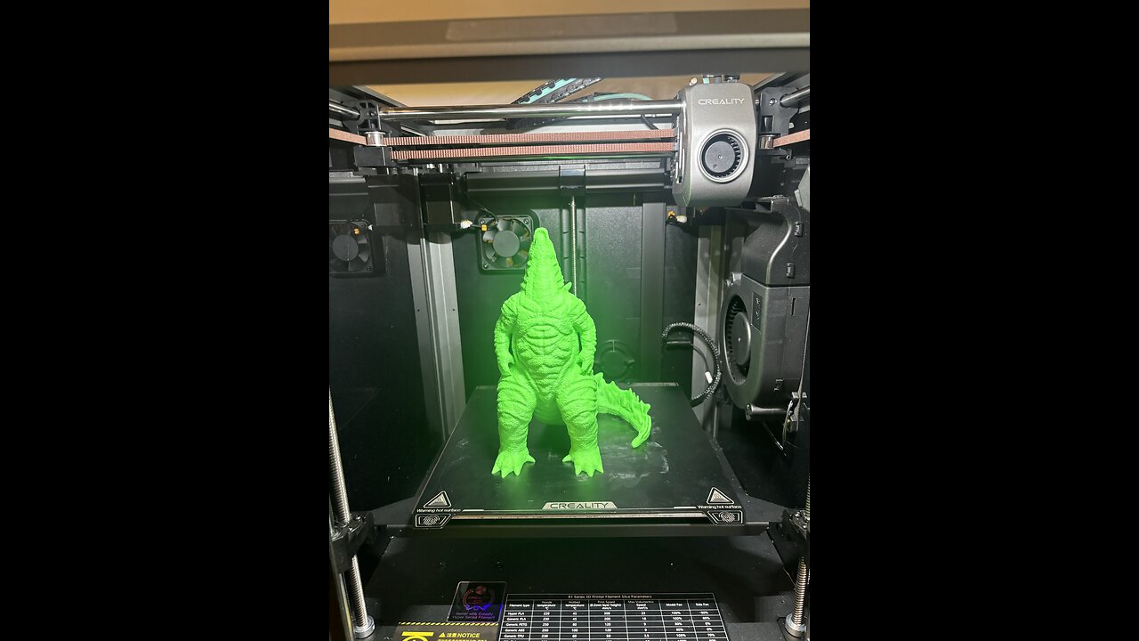 Godzilla 3d print Timelapse