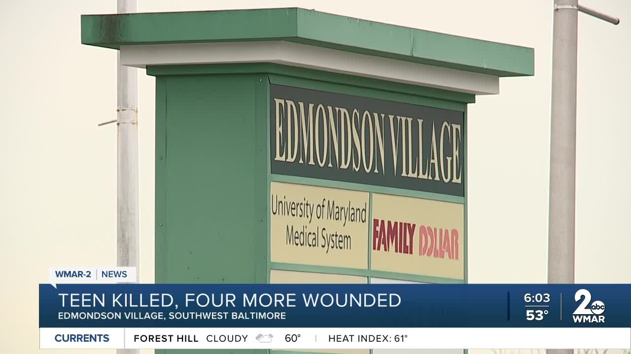 Teen killed and four more injured after shooting at Edmondson Village