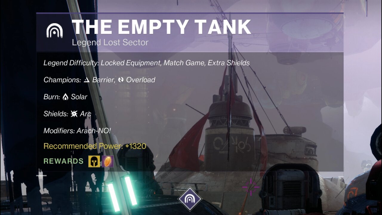 Destiny 2 Legend Lost Sector: The Empty Tank on the Tangled Shore 11-23-21