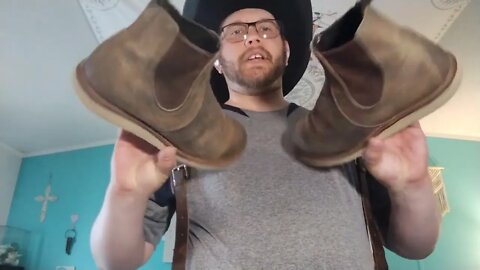 Red Wing hawthorn mule Skinner Chelsea boot after saddle soap cleaning.