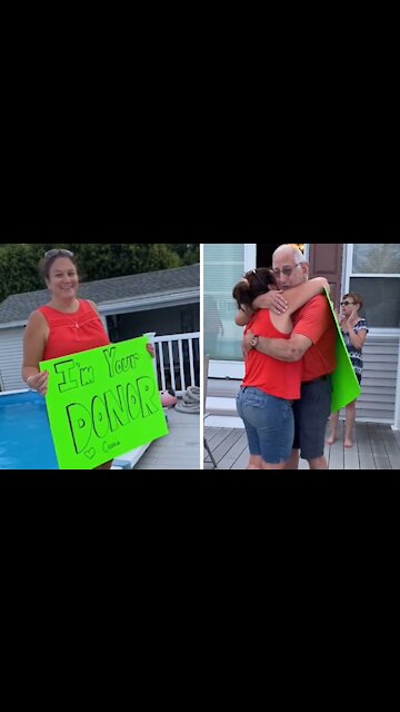 Woman surprises the man she donated her kidney to with tearful results