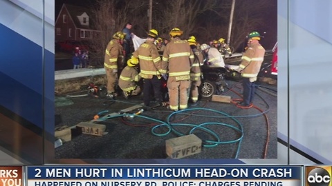 2 men hurt in head on crash in Linthicum