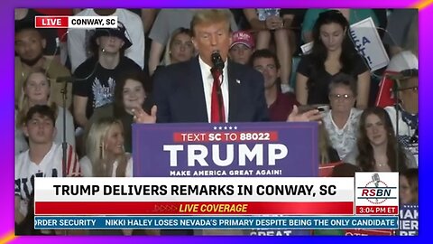 PRESIDENT TRUMP HOLDS A GET OUT THE VOTE RALLY IN CONWAY, SC - FEB 10, 2024