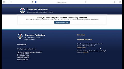 Office of Attorney General Washington, DC Consumer Complaint Form June 21, 2023