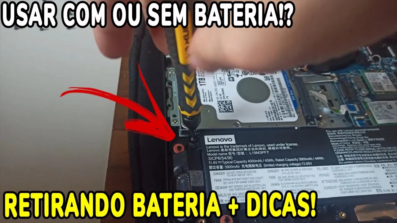 NOTEBOOK GAMER, SEM BATERIA!? Funciona? - Como RETIRAR a BATERIA! +Dicas (Ideapad Gaming 3i)