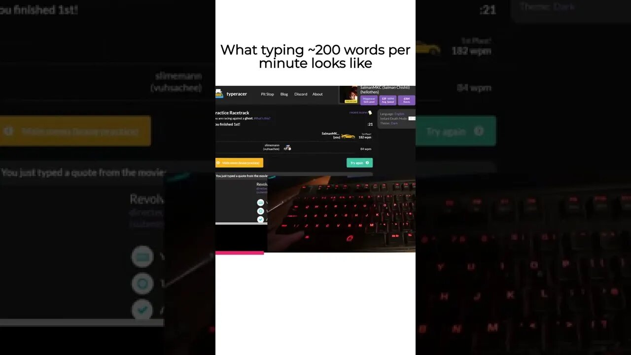 typing ~200 words per minute #shorts
