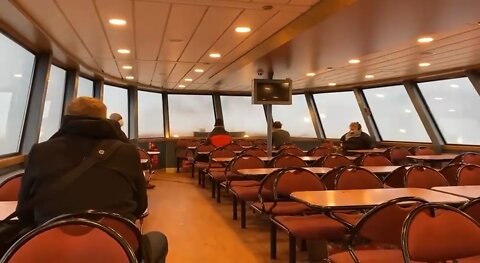 Storm and high waves rips through a boat in Hamburg Germany