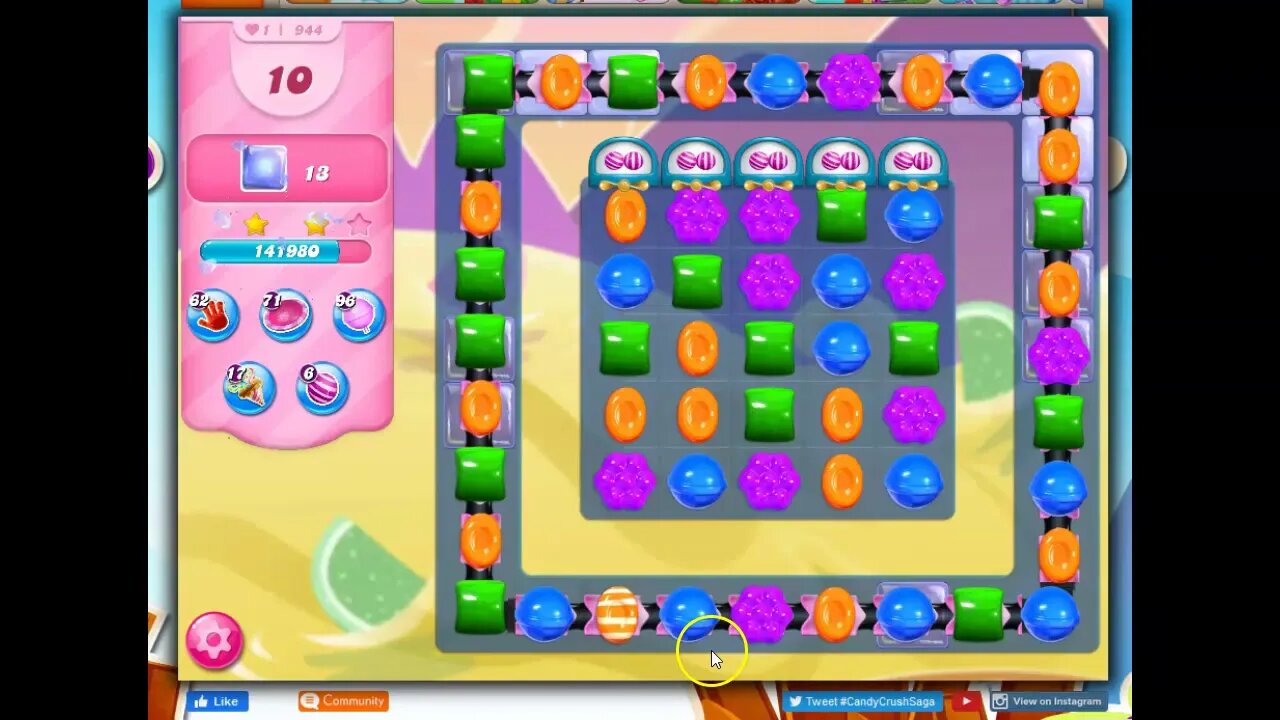 Candy Crush Level 944 Talkthrough, 20 Moves 0 Boosters