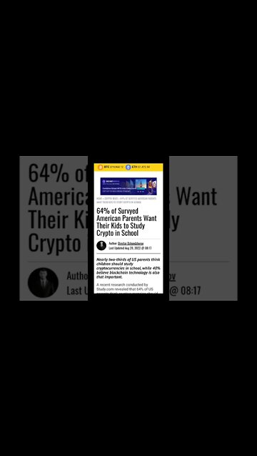 64% of Surveyed American Parents Want Their Kids to Study Crypto in School #cryptomash #unitedstates