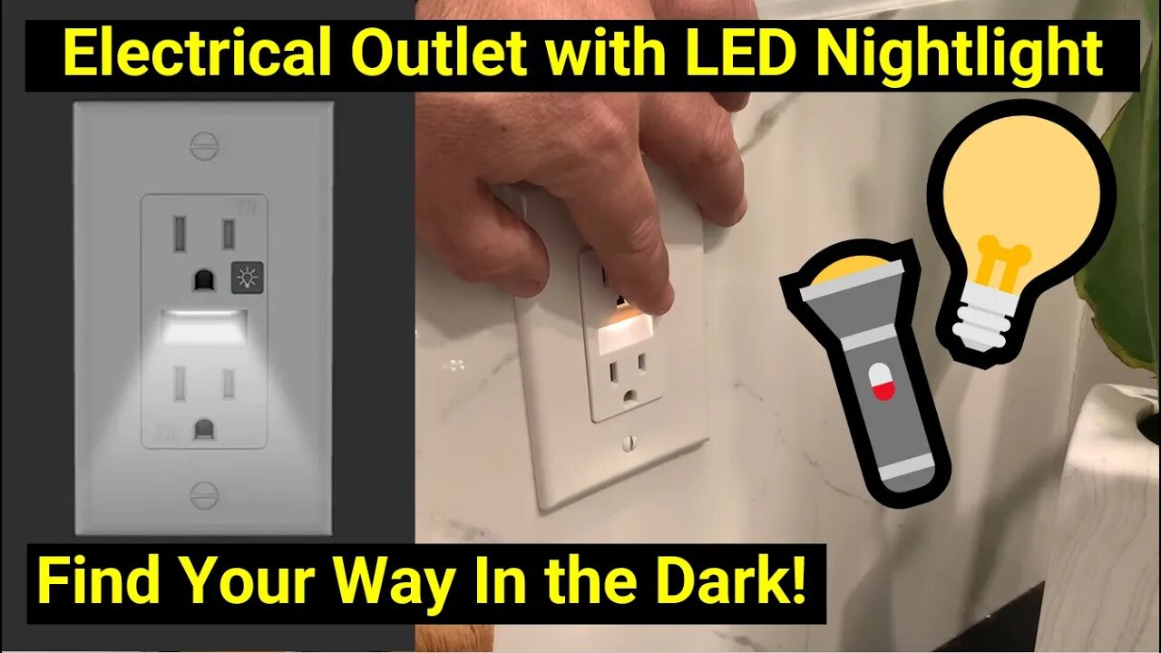 ✅ Electrical Outlet with Built-In LED 💡 Nightlight ● Guidelight Illumination on a Budget!