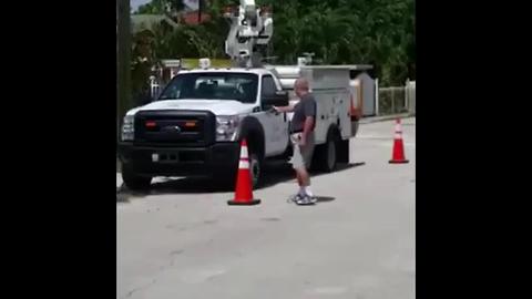 FULL VIDEO: Florida homeowner shoots at AT&T trucks, upset they were parked outside his home