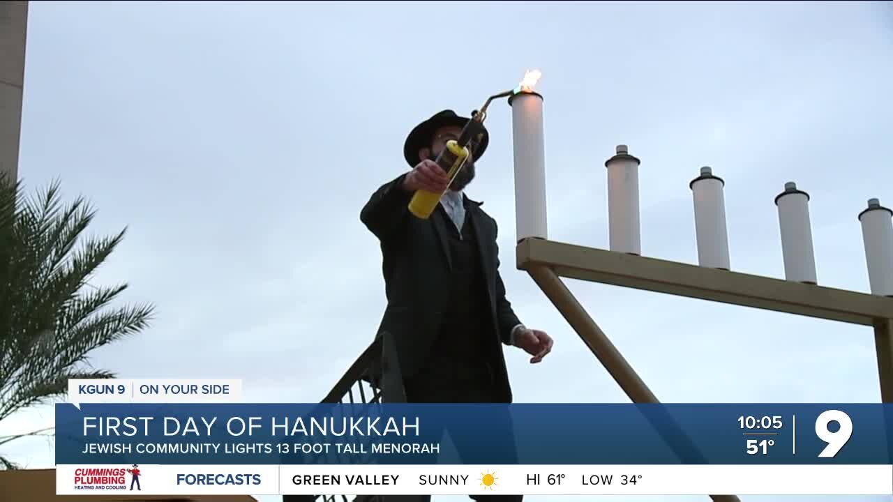 Jewish community begins Hanukkah by lighting Tucson's tallest menorah