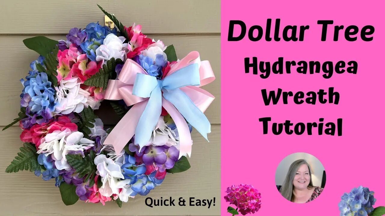 Hydrangea Wreath Tutorial ~ Dollar Tree DIY ~ Quick & Easy DIY ~ High End Look for Less Than $20.00