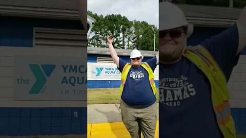 Village people in front of the YMCA