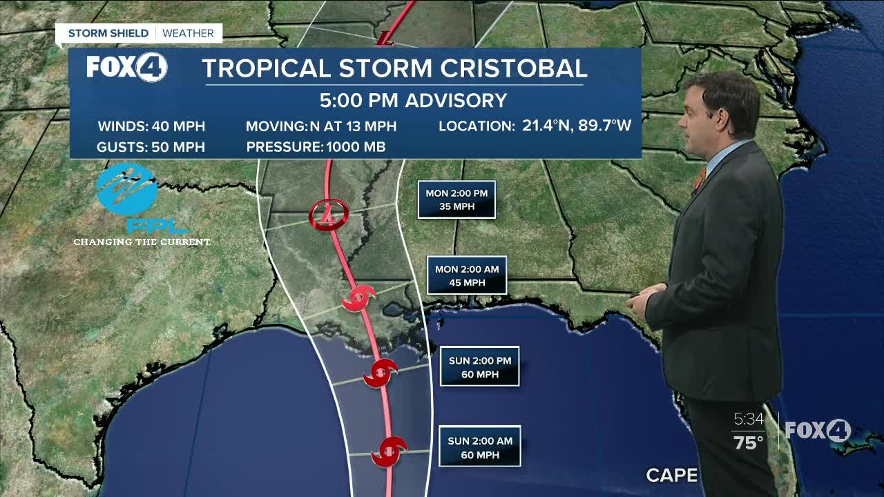 Tropical Storm Cristobal moves into the Gulf