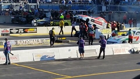 Route 66 US Nationals Funny Cars burning the Nitro